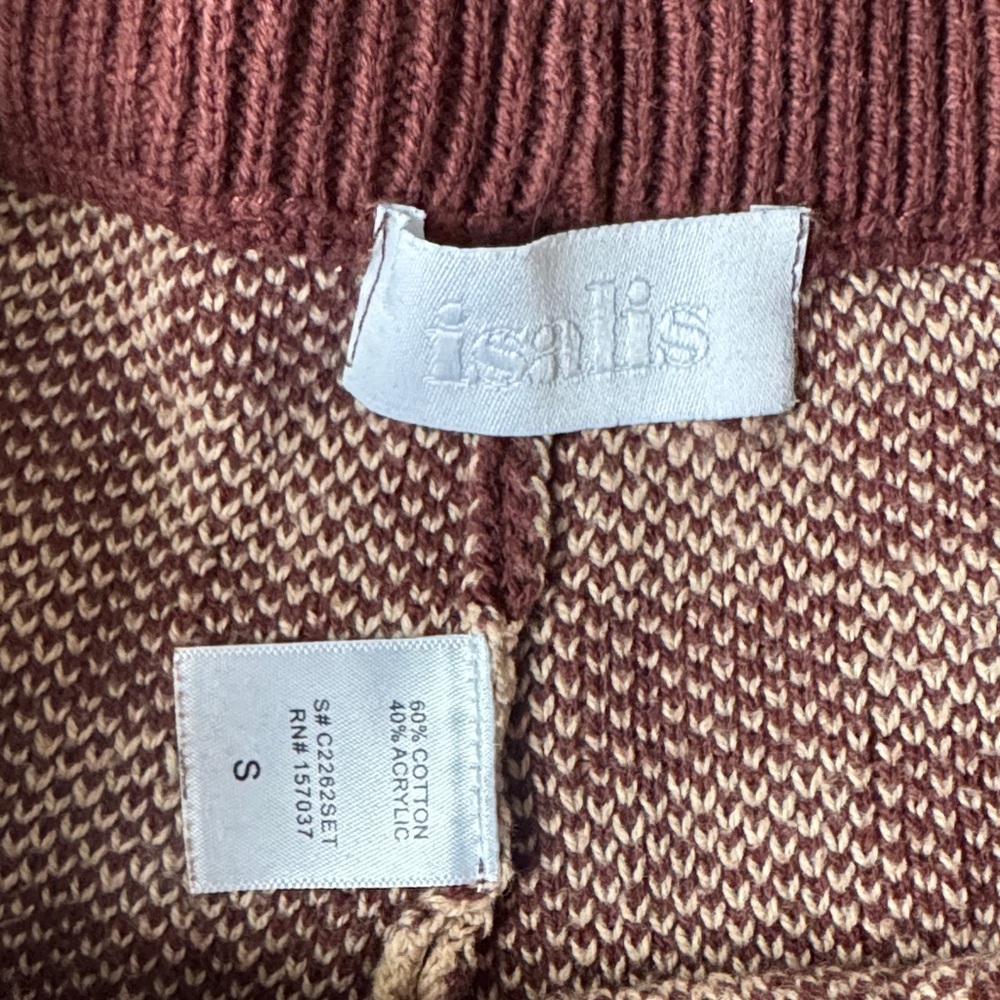Checkerboard Knit Crop Tank & High-Waist Shorts Set Brown & Cream - Picture 3 of 3